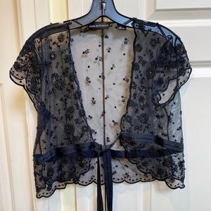 Dana Buchman Black Short Sleeve Beaded Shrug